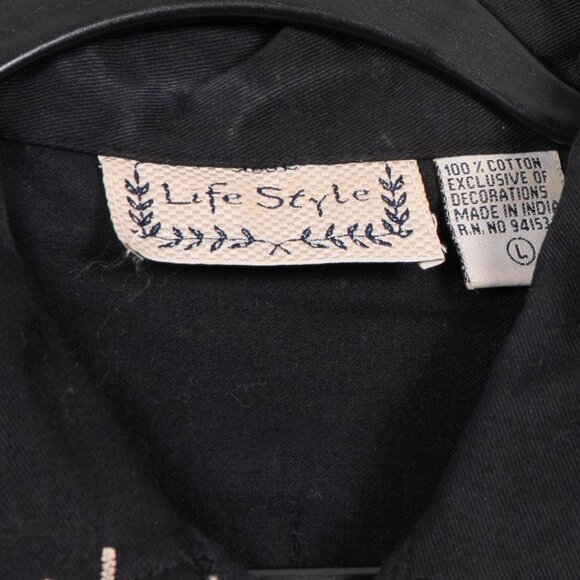 Life Style VTG Vest L Womens Black Cats Leopard Zebra Print Safari Embroidery - Picture 5 of 6